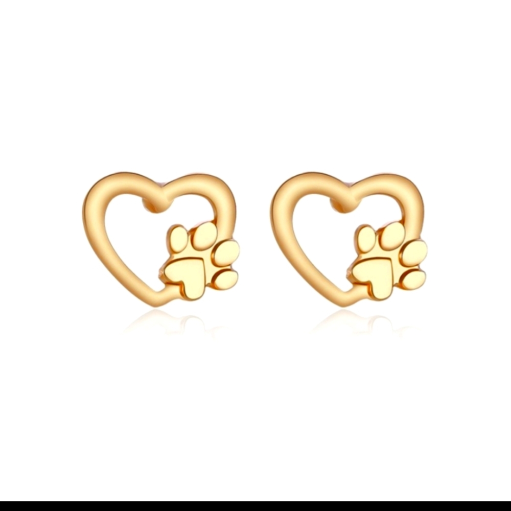 🐾❤Heart & Paw Print Studs❤🐾